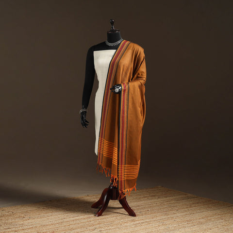 Cotton plain dupatta with thread border 56 - handcrafted