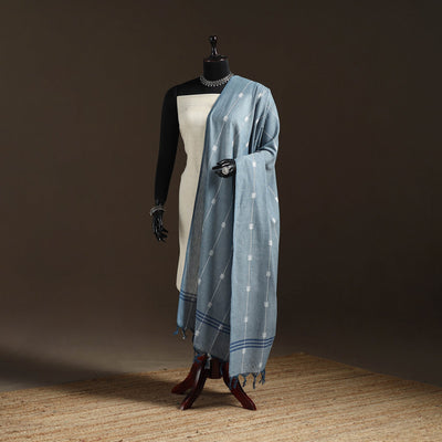 Cotton plain dupatta with thread border 58 - handcrafted