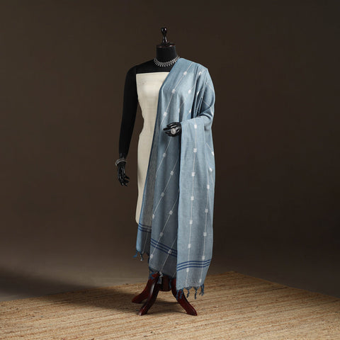 Cotton plain dupatta with thread border 58 - handcrafted