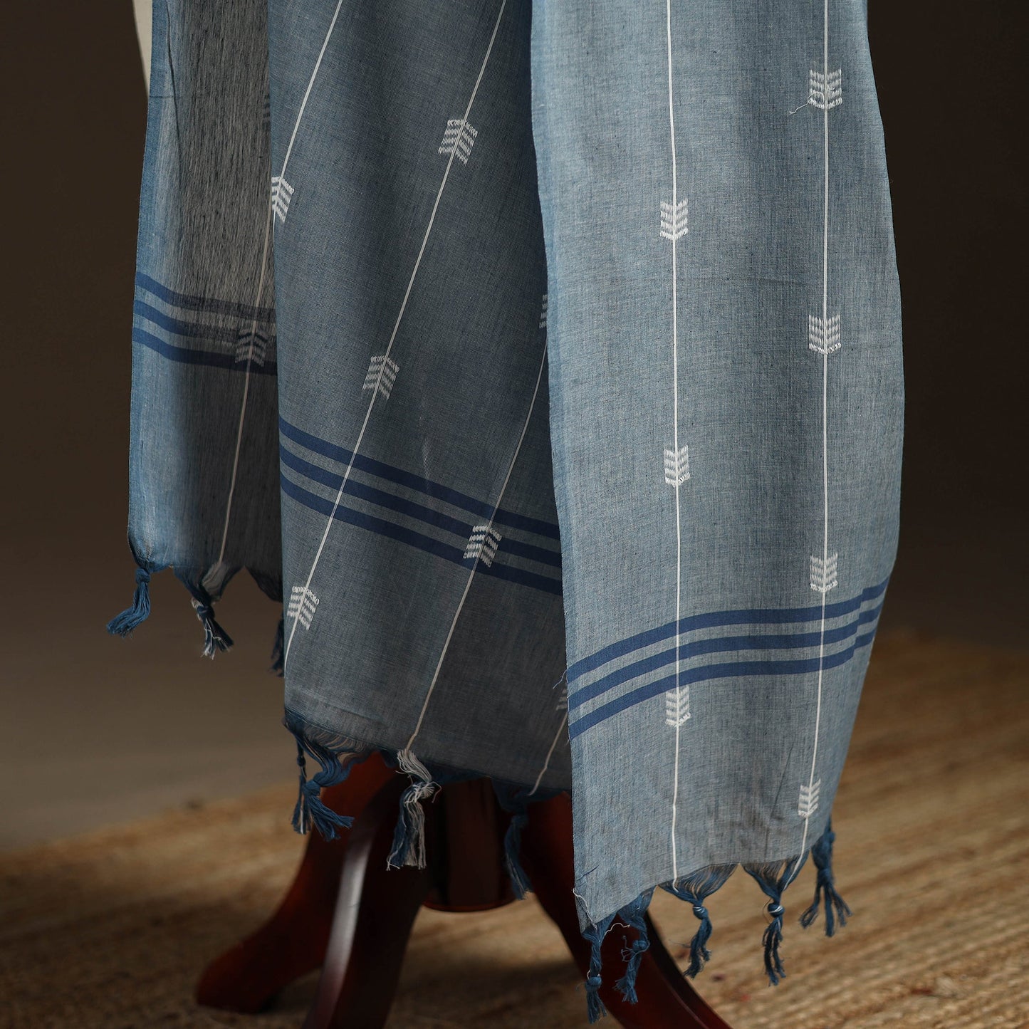 Cotton plain dupatta with thread border 58 - handcrafted