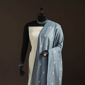 Cotton plain dupatta with thread border 58 - handcrafted