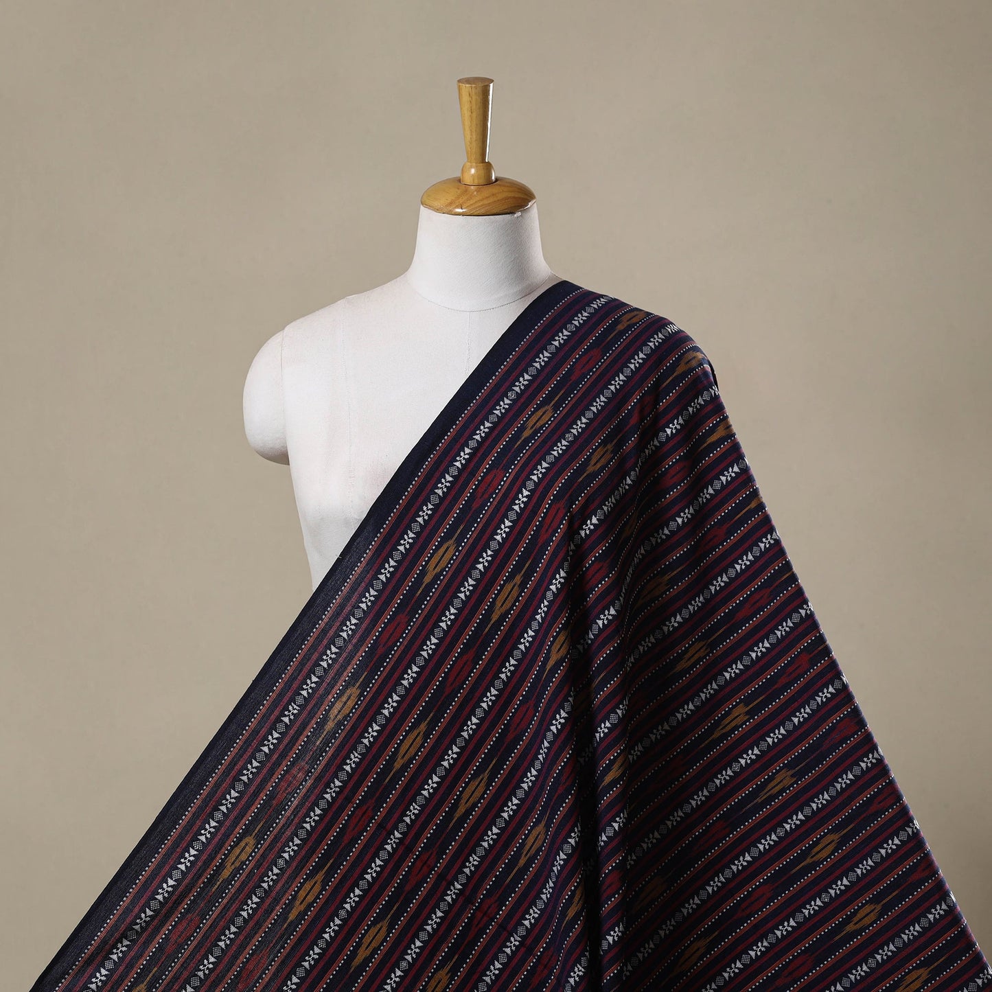 Cotton pochampally dabi ikat fabric 15 - handcrafted