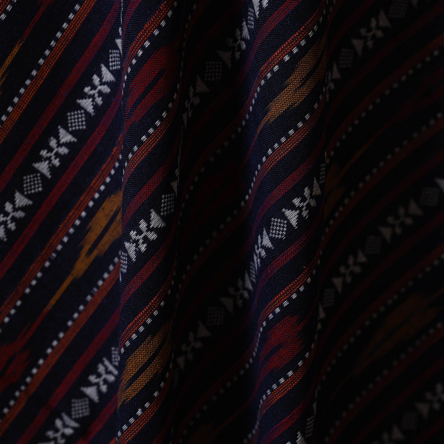 Cotton pochampally dabi ikat fabric 15 - handcrafted