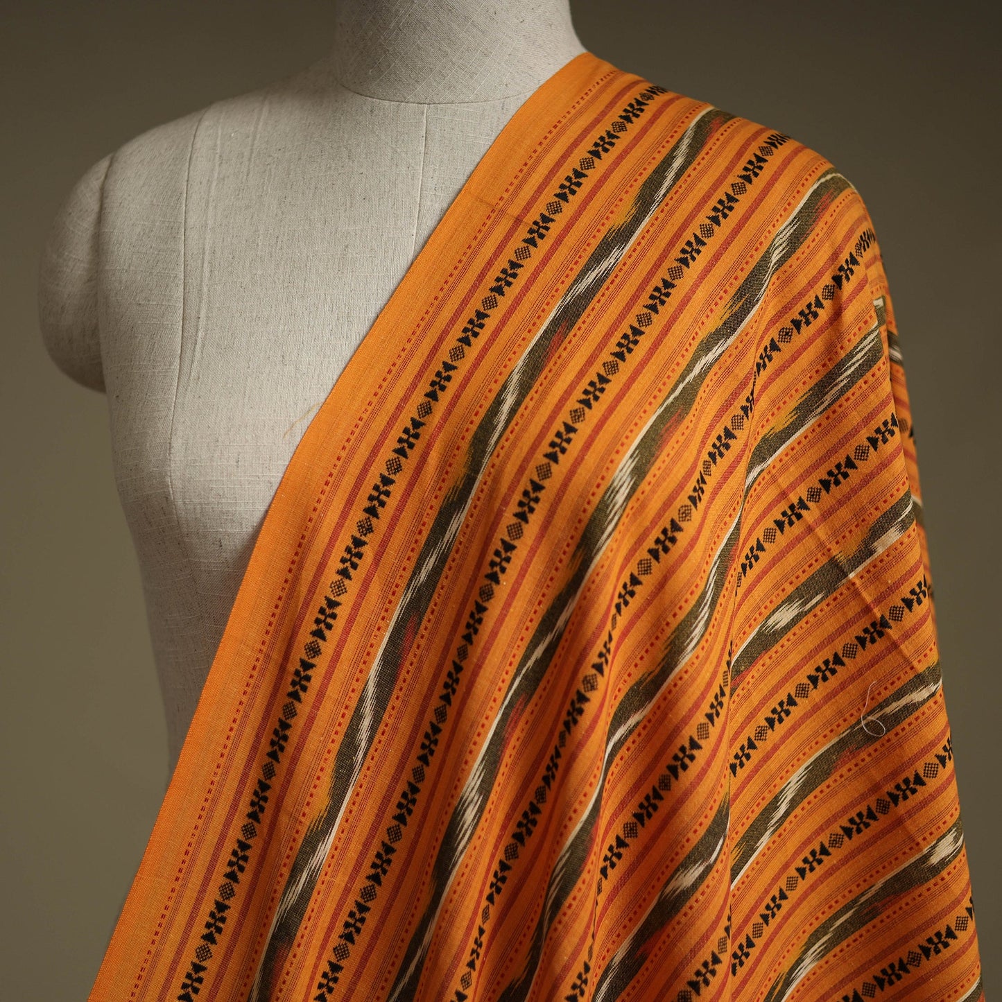 Cotton pochampally dabi ikat fabric 18 - handcrafted