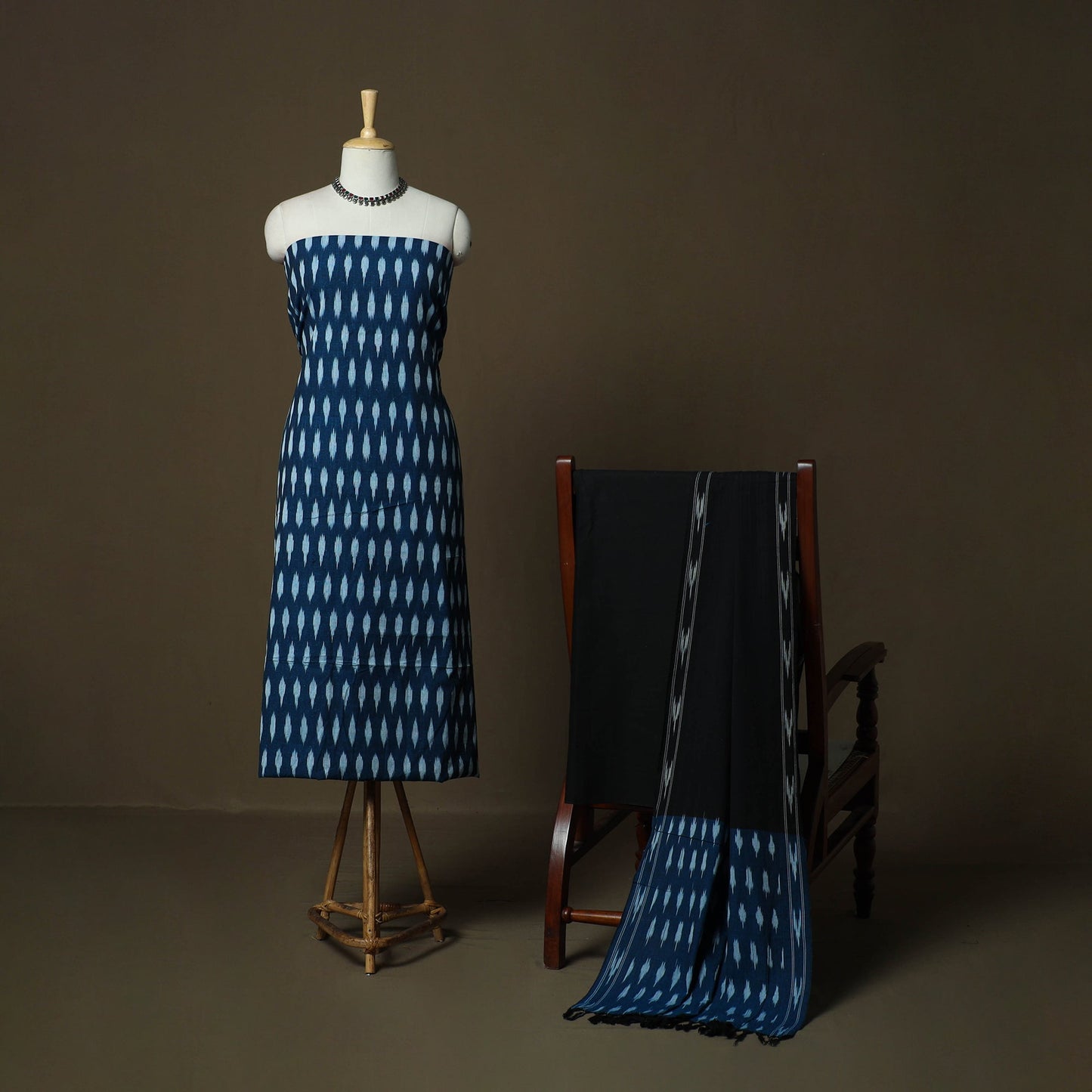 Handloom cotton pochampally ikat 3pc unstitched dress