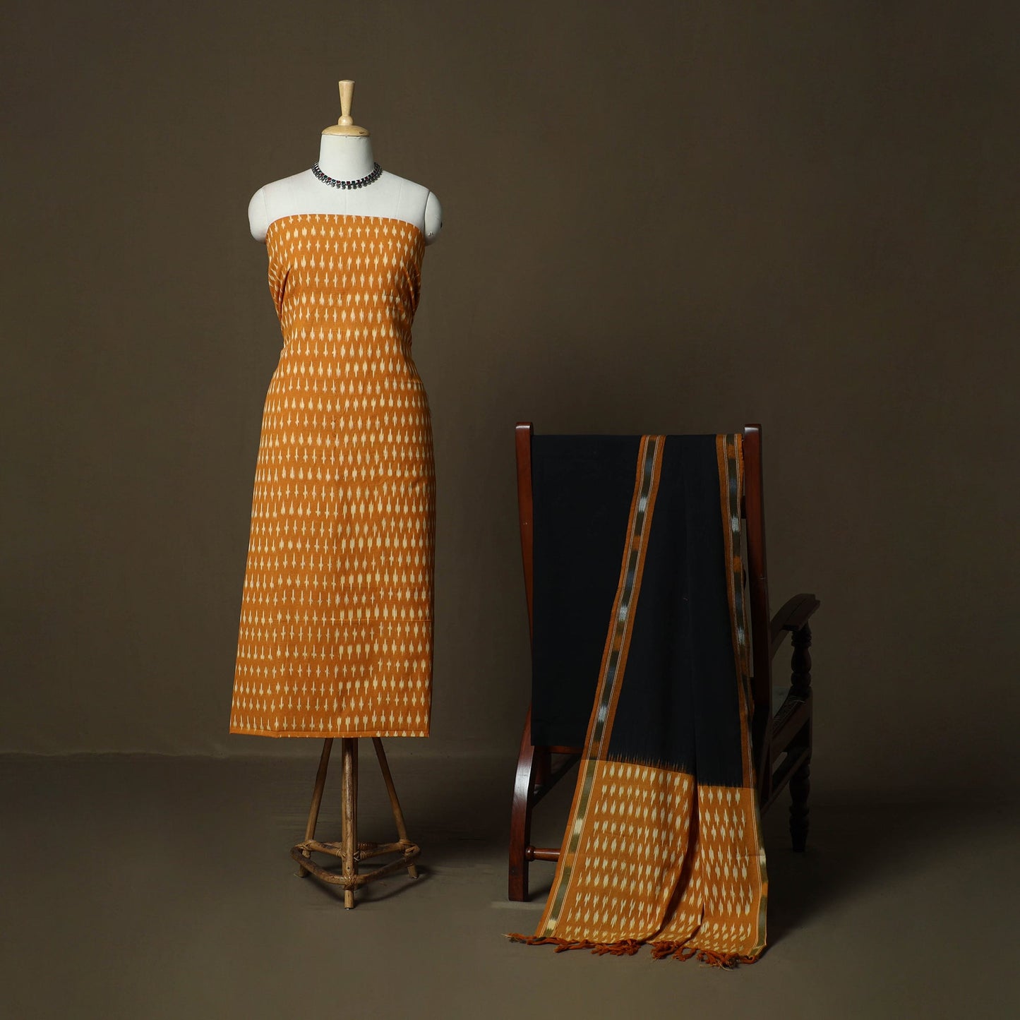 Handloom cotton pochampally ikat 3pc unstitched dress