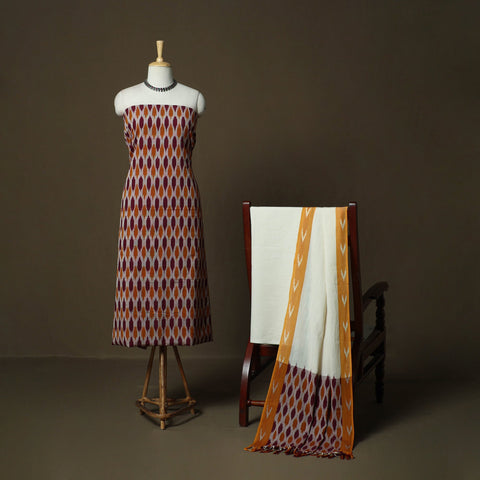 Handloom cotton pochampally ikat 3pc unstitched dress