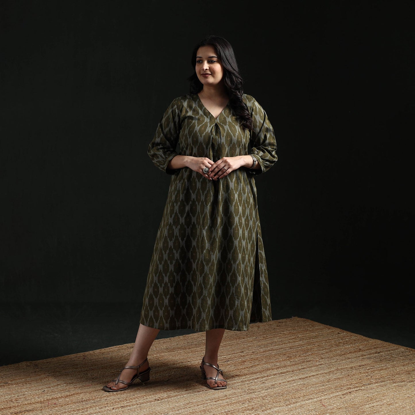 Cotton pochampally ikat dress 12 - handcrafted