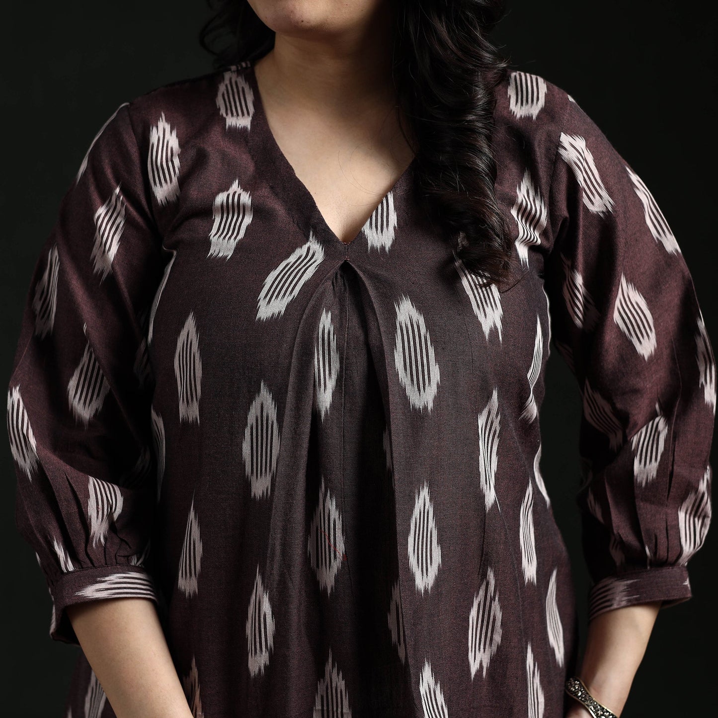 Cotton pochampally ikat dress 15 - handcrafted