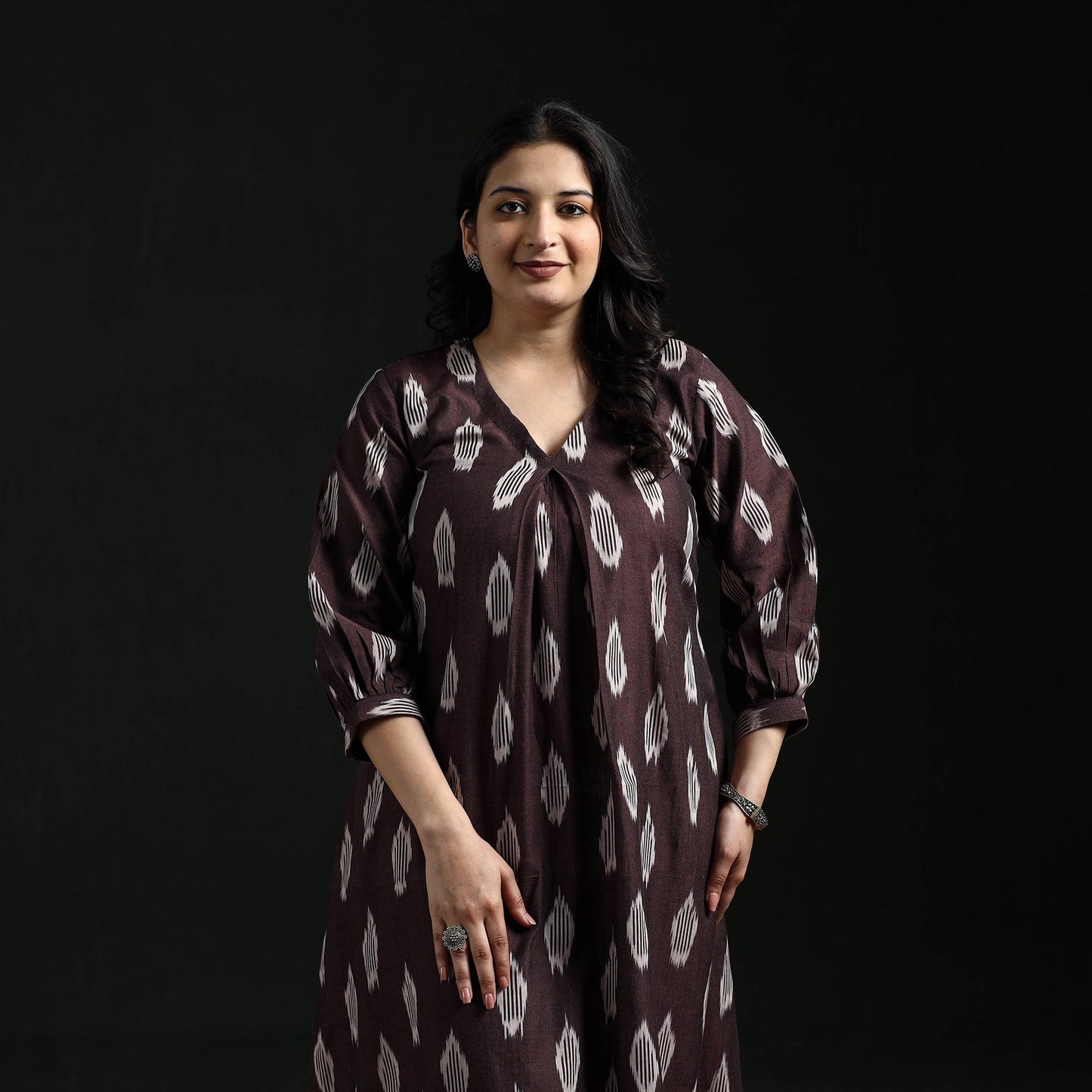 Cotton pochampally ikat dress 15 - handcrafted