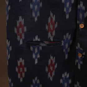 Cotton pochampally ikat men nehru jacket 02 - handcrafted