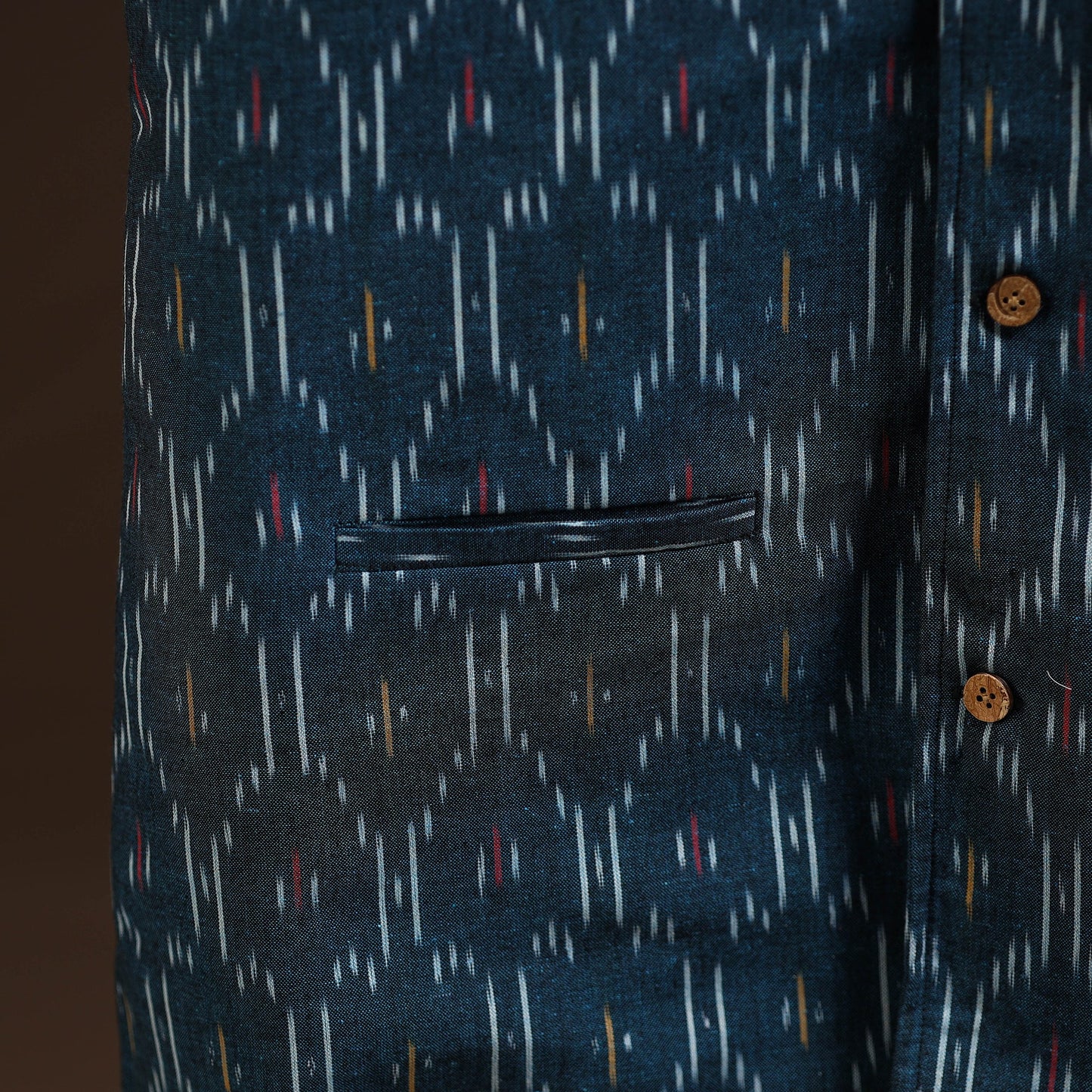 Cotton pochampally ikat men nehru jacket 03 - handcrafted