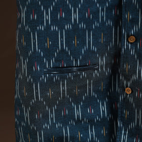Cotton pochampally ikat men nehru jacket 03 - handcrafted