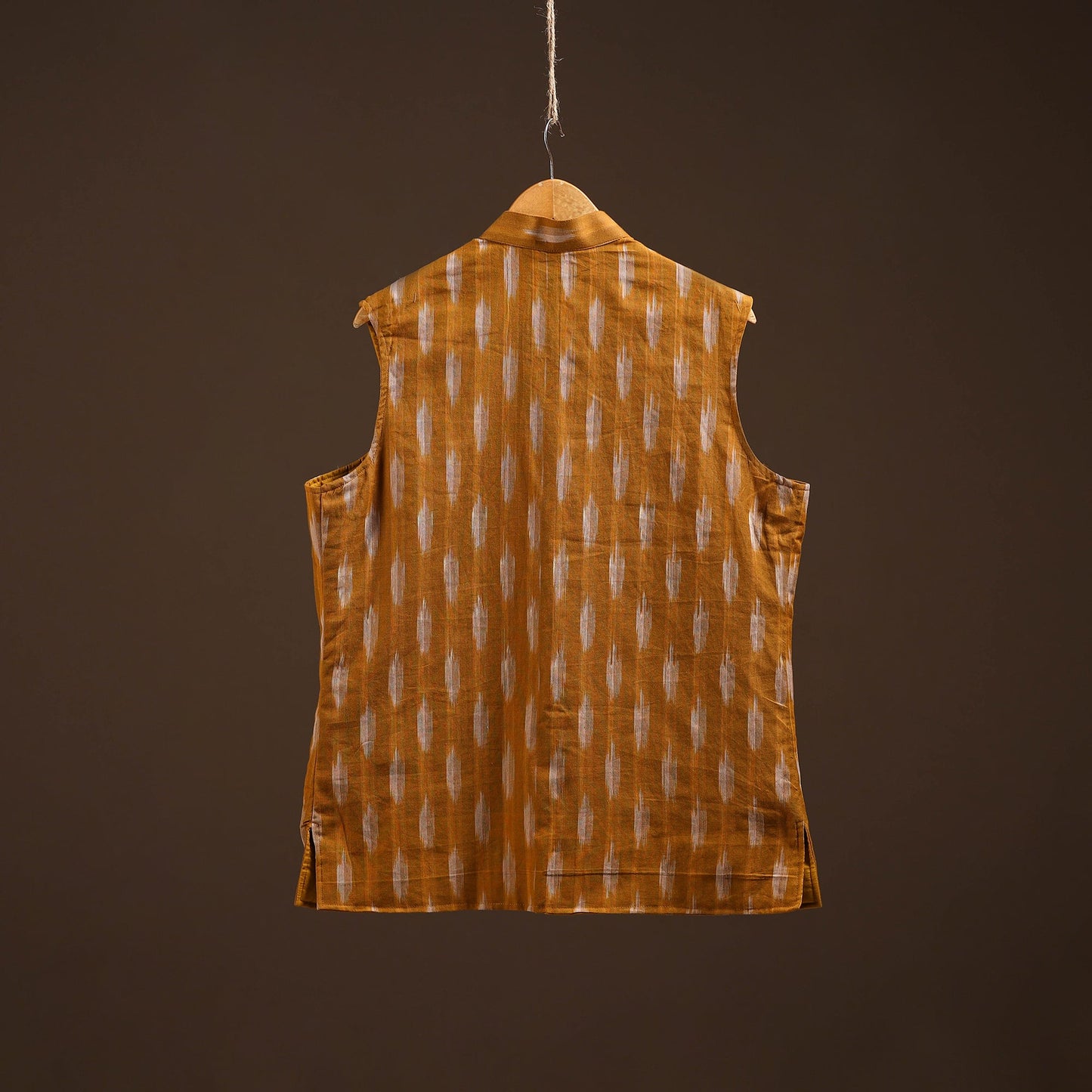 Cotton pochampally ikat men nehru jacket 04 - handcrafted