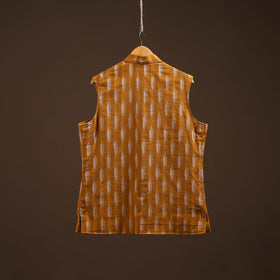 Cotton pochampally ikat men nehru jacket 04 - handcrafted