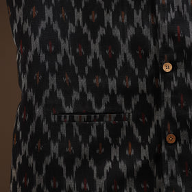 Cotton pochampally ikat men nehru jacket 05 - handcrafted