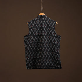 Cotton pochampally ikat men nehru jacket 05 - handcrafted