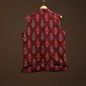 Cotton pochampally ikat men nehru jacket 06 - handcrafted