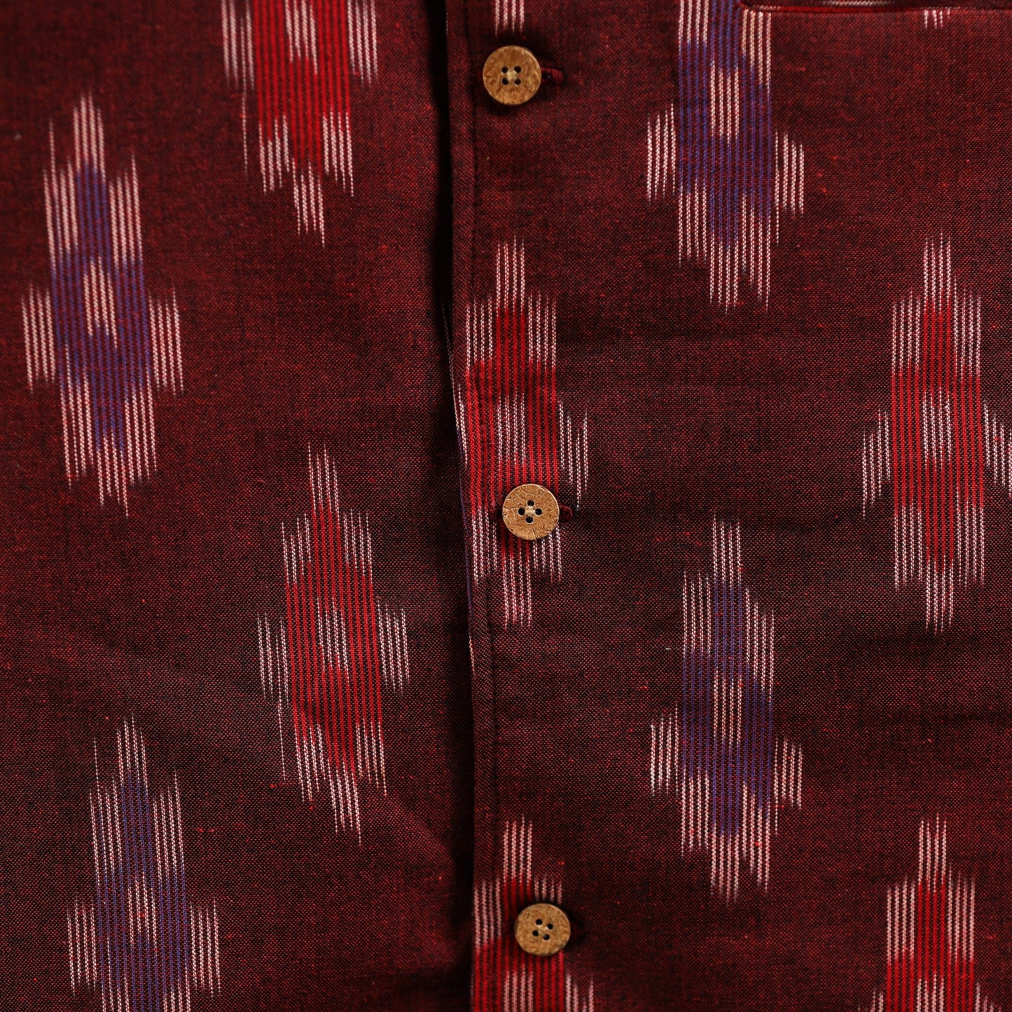 Cotton pochampally ikat men nehru jacket 06 - handcrafted