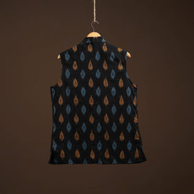 Cotton pochampally ikat men nehru jacket 07 - handcrafted