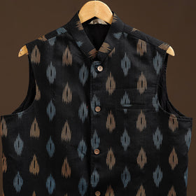 Cotton pochampally ikat men nehru jacket 07 - handcrafted