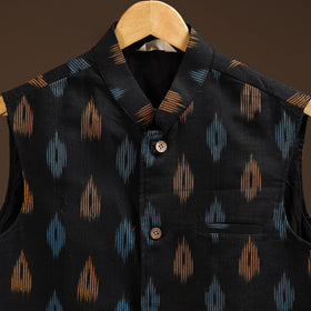 Cotton pochampally ikat men nehru jacket 07 - handcrafted