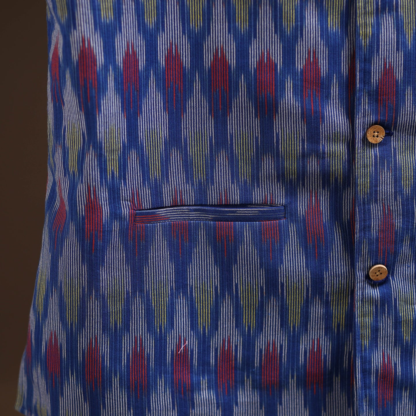 Cotton pochampally ikat men nehru jacket 08 - handcrafted