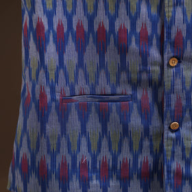 Cotton pochampally ikat men nehru jacket 08 - handcrafted