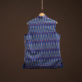 Cotton pochampally ikat men nehru jacket 08 - handcrafted