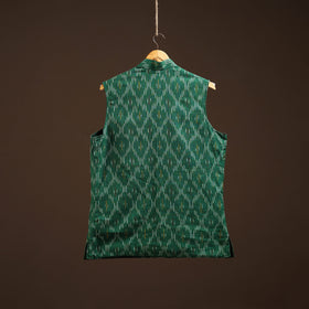 Cotton pochampally ikat men nehru jacket 09 - handcrafted