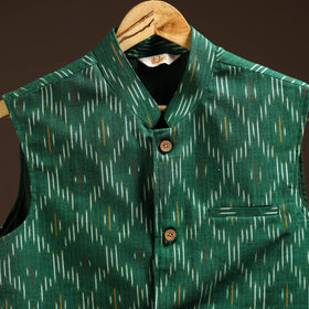 Cotton pochampally ikat men nehru jacket 09 - handcrafted