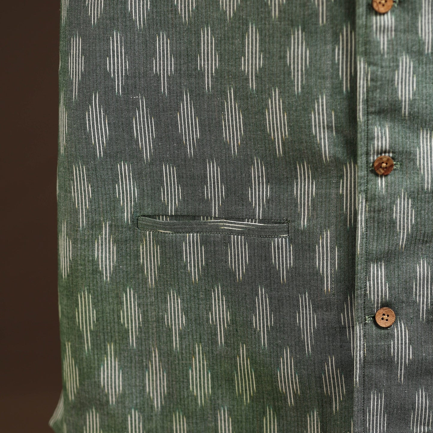 Cotton pochampally ikat men nehru jacket 10 - handcrafted