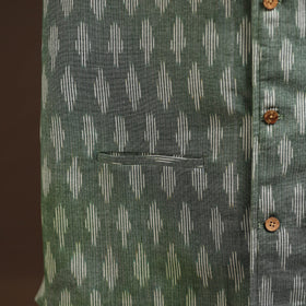 Cotton pochampally ikat men nehru jacket 10 - handcrafted