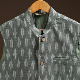 Cotton pochampally ikat men nehru jacket 10 - handcrafted
