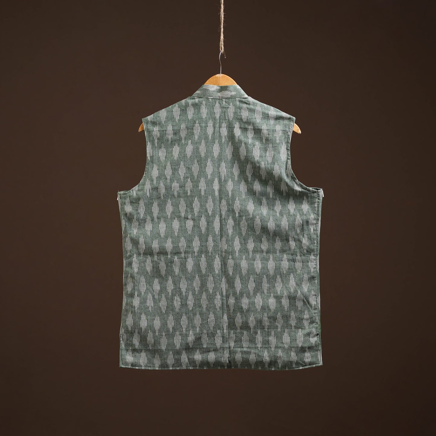 Cotton pochampally ikat men nehru jacket 10 - handcrafted