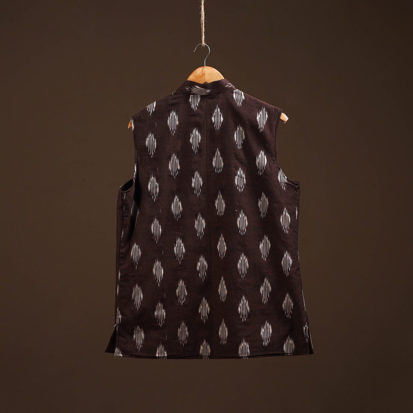 Cotton pochampally ikat men nehru jacket 11 - handcrafted