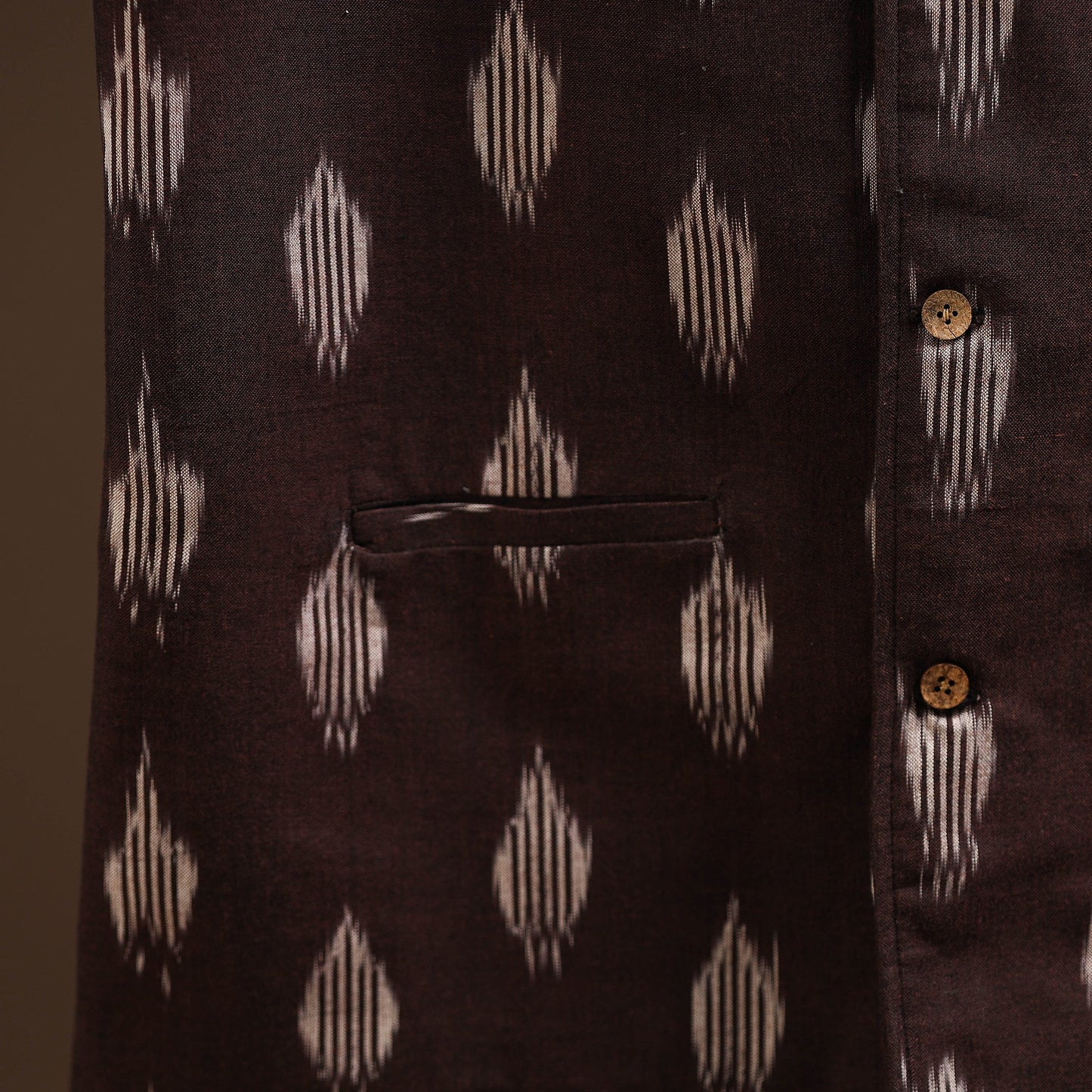 Cotton pochampally ikat men nehru jacket 11 - handcrafted