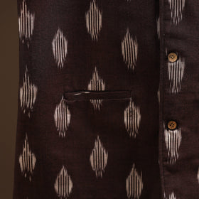 Cotton pochampally ikat men nehru jacket 11 - handcrafted
