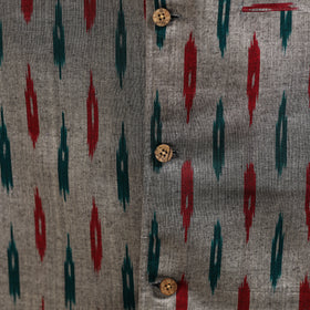 Cotton pochampally ikat men nehru jacket 13 - handcrafted