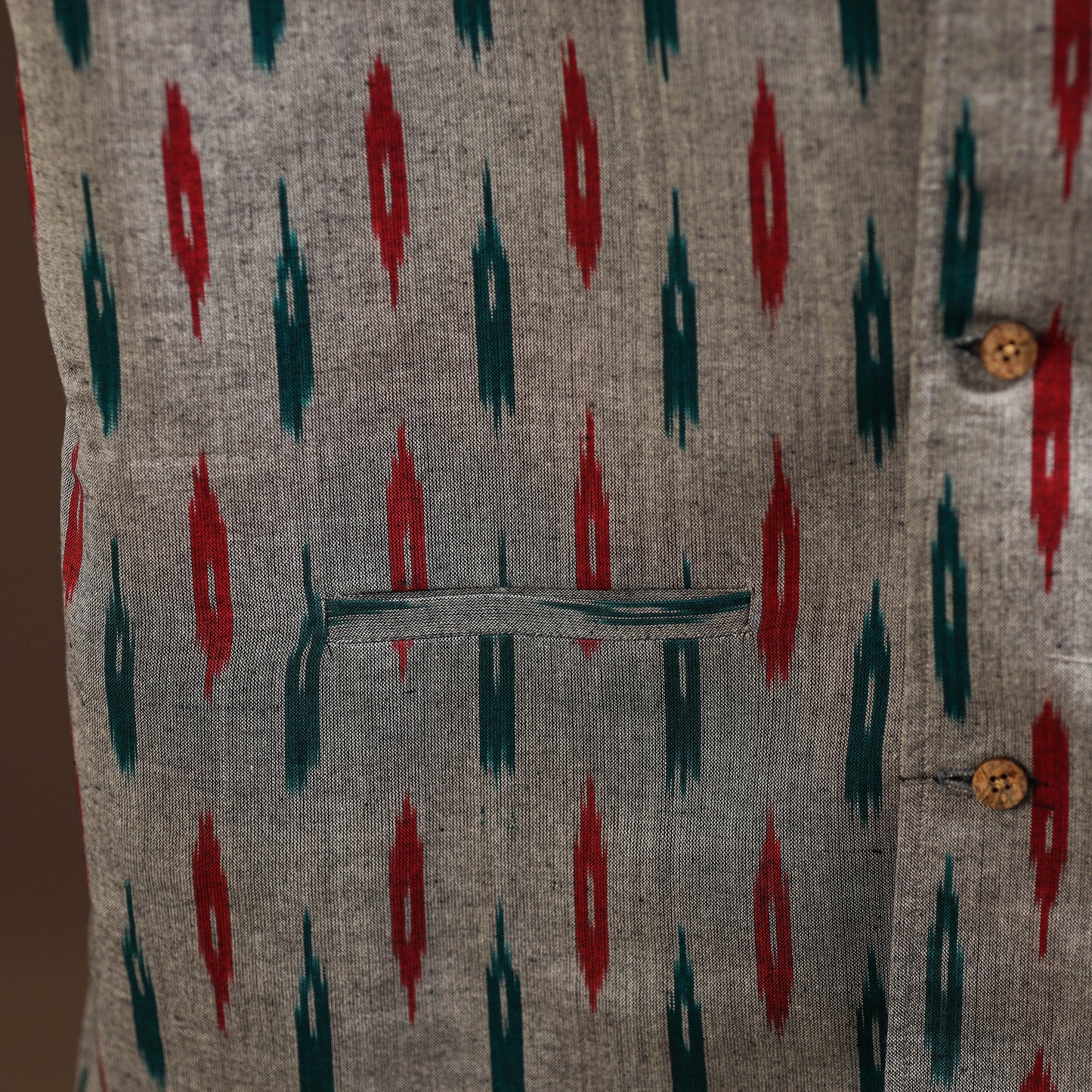 Cotton pochampally ikat men nehru jacket 13 - handcrafted