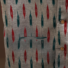 Cotton pochampally ikat men nehru jacket 13 - handcrafted