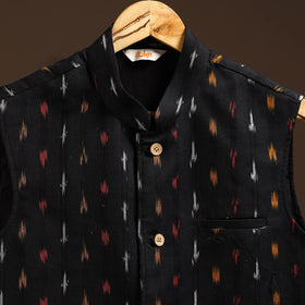 Cotton pochampally ikat men nehru jacket 14 - handcrafted