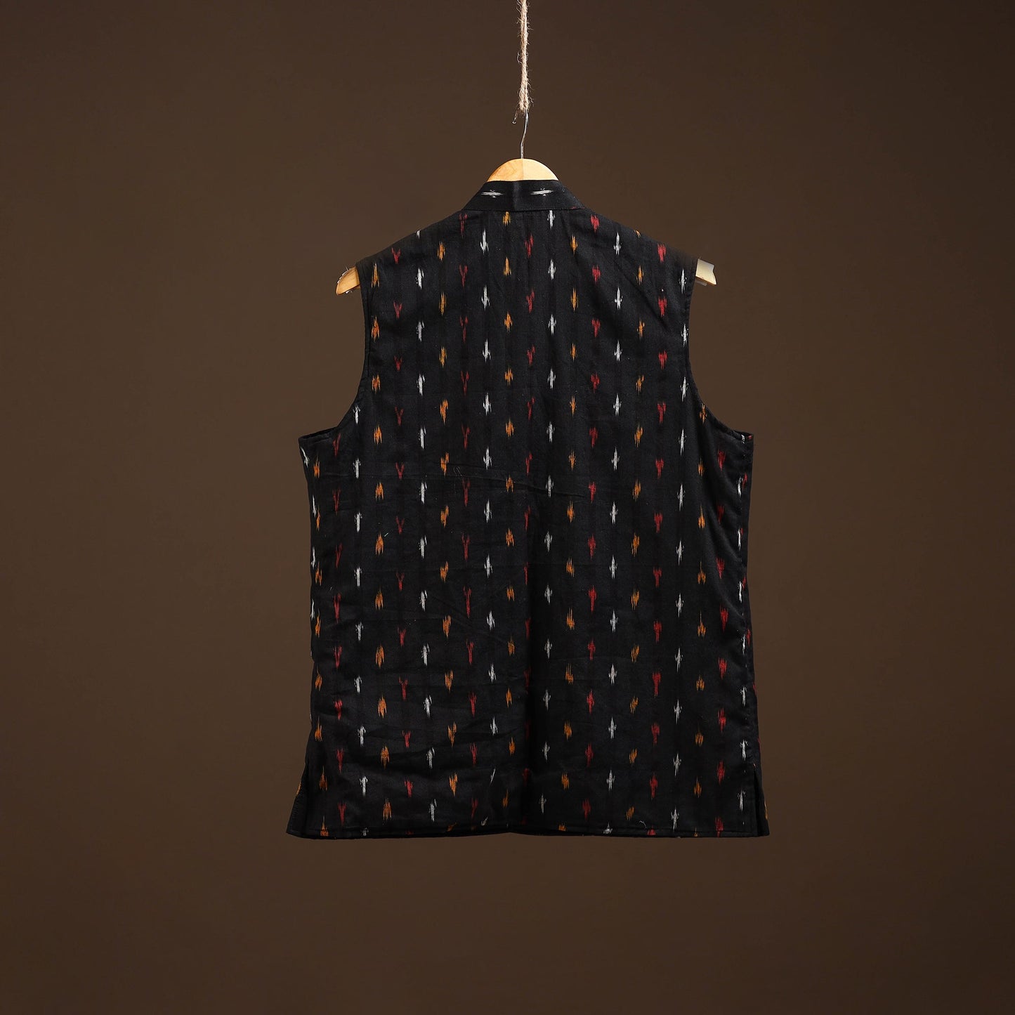 Cotton pochampally ikat men nehru jacket 14 - handcrafted