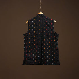 Cotton pochampally ikat men nehru jacket 14 - handcrafted