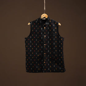 Cotton pochampally ikat men nehru jacket 14 - handcrafted