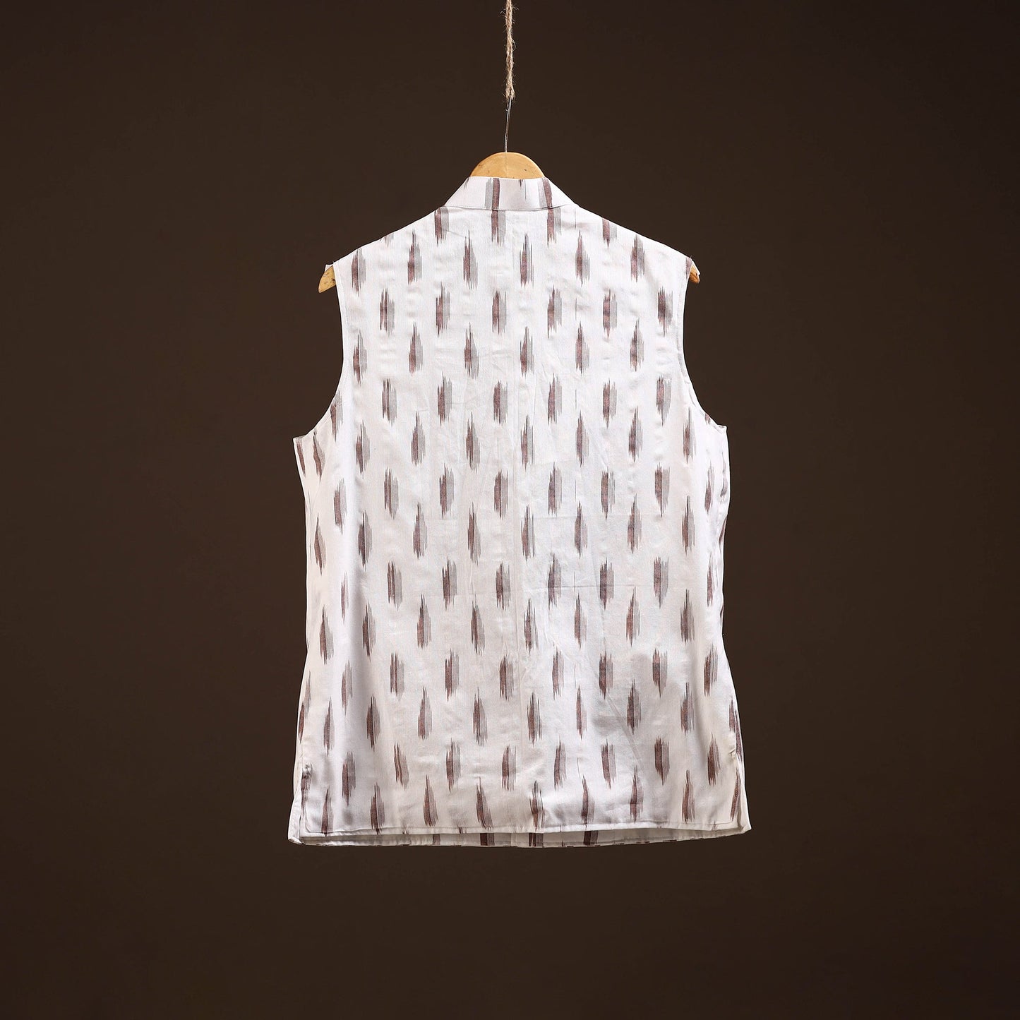 Cotton pochampally ikat men nehru jacket 15 - handcrafted