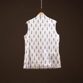 Cotton pochampally ikat men nehru jacket 15 - handcrafted