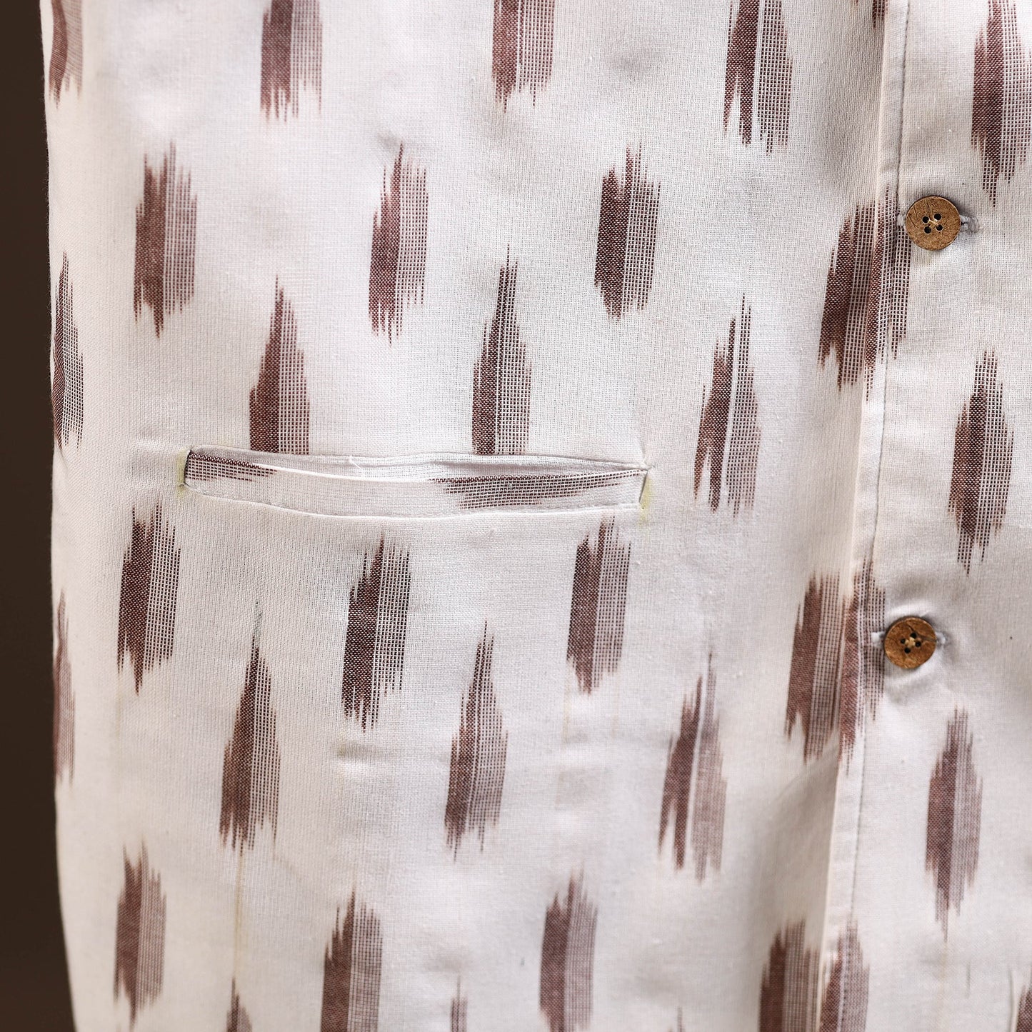 Cotton pochampally ikat men nehru jacket 15 - handcrafted