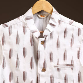 Cotton pochampally ikat men nehru jacket 15 - handcrafted