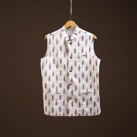 Cotton pochampally ikat men nehru jacket 15 - handcrafted